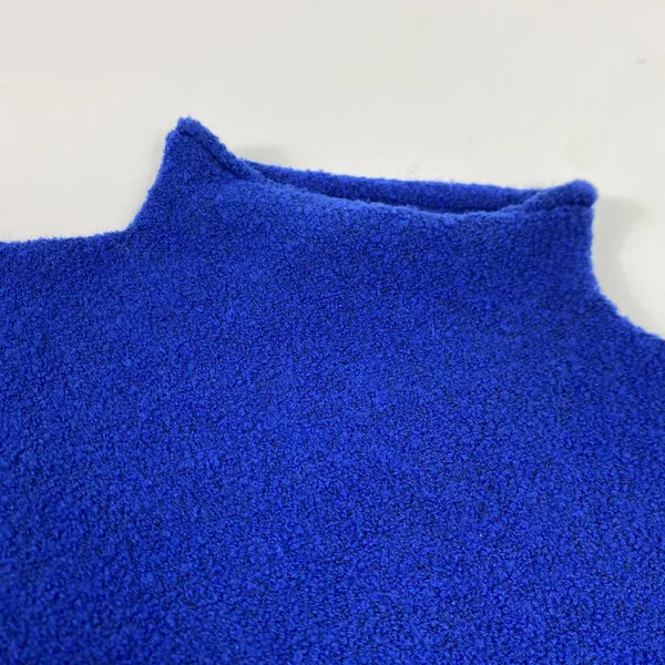 Vintage Saks Fifth Avenue Sweater Womens Large Blue Mock Neck Hong Kong 90s - Image 2