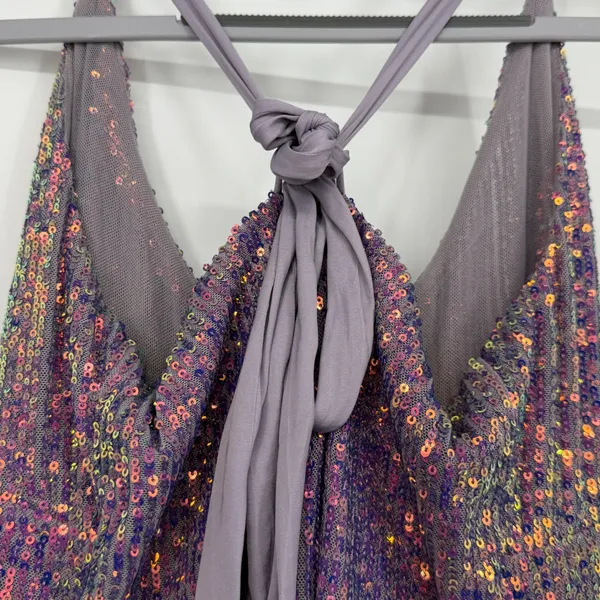 Intimately‎ Free People Purple Iridescent Sequin Mini Dress OB1078545 Womens M - Image 4