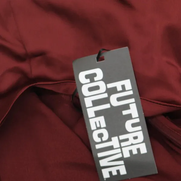 NWT Future Collective Holiday Flowy Satin Midi Skirt 92248804 Burgundy Red XS - Image 6
