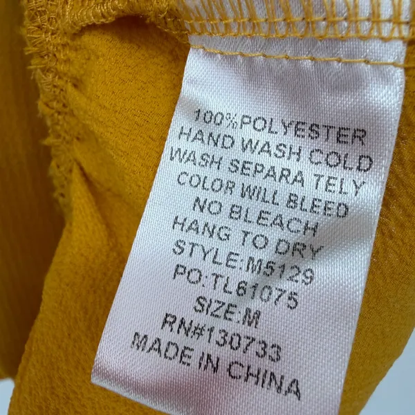 Umgee Babydoll Blouse Women M Mustard Ruffle Tiered Boho Cottagecore Prairie - Image 5