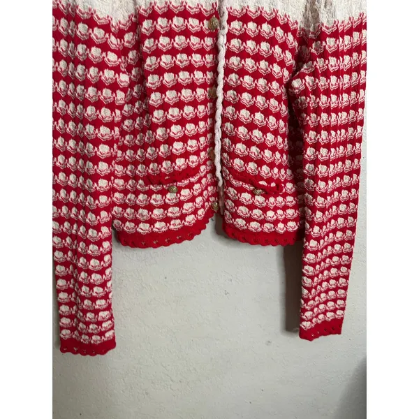J.Crew Textured Crochet Lady Jacket in Moroccan Sand Red size XL Coastal Cottage - Image 7