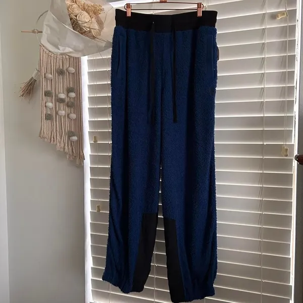 Free People Blue Fuzzy Teddy Cuddle Up Fleece Pants | large NEW - Image 3