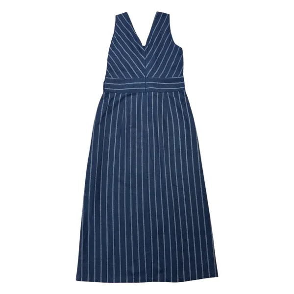 Le Lis Navy and White Pinstripe V-Neck Sheath Column Dress‎ Size Medium Business - Image 6