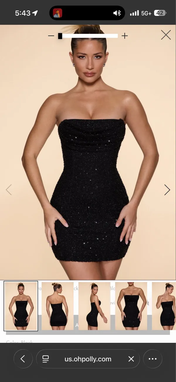 Oh Polly Embellished Strapless Cowl Neck Mini Dress in Black - Image 2