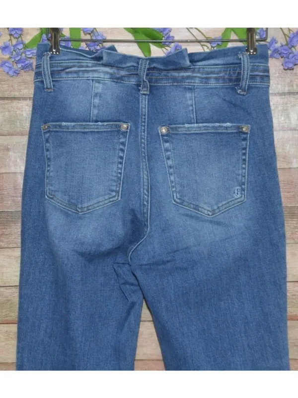 Rockin C Jeans Womens 28 Bell Bottom Flare Highrise Paper Bag Waist Retro Rodeo - Image 7