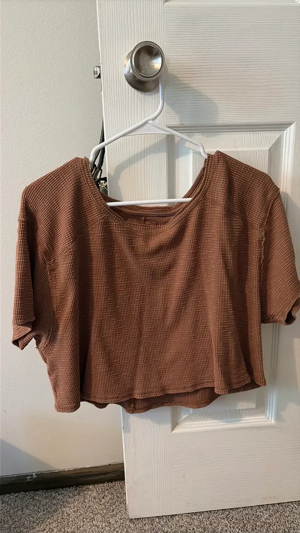 Aerie Waffle Knit Chill Crop Short Sleeve - Image 3
