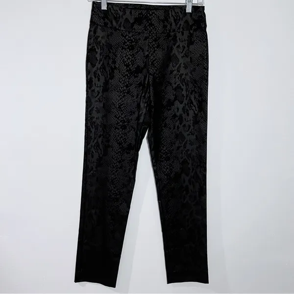 New Tina Stephens Black‎ Snake Print Pull On Pants Size 2 Dressy Casual Office - Image 2