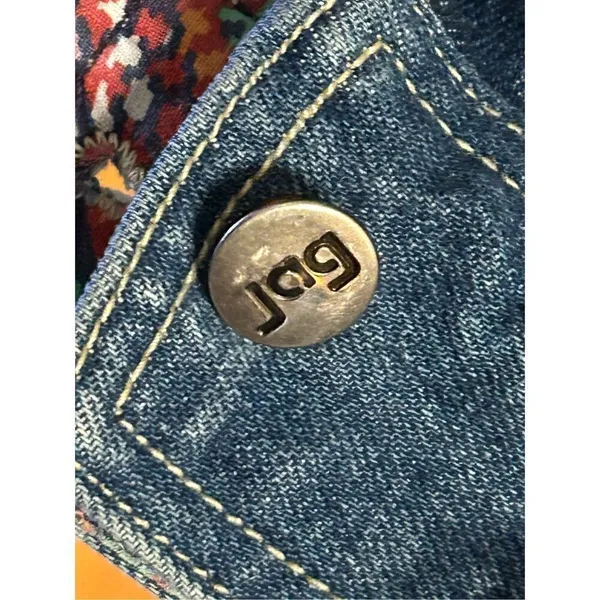 VTG 80s Jag Jean Studded Dolman Sleeve Bomber Denim Jean Jacket Grunge Sz Small - Image 9
