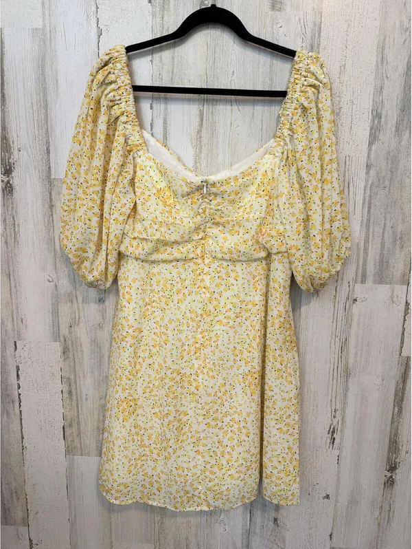 Showpo Women's US 14 Yellow Floral Off-Shoulder Puff Sleeve Mini Dress - Image 11