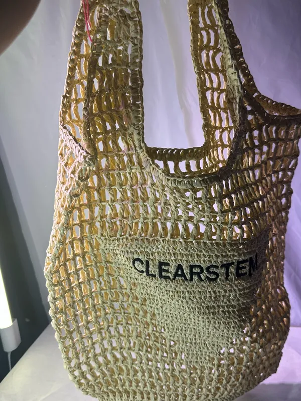 Woven Straw Tote Bag in Natural - Image 4