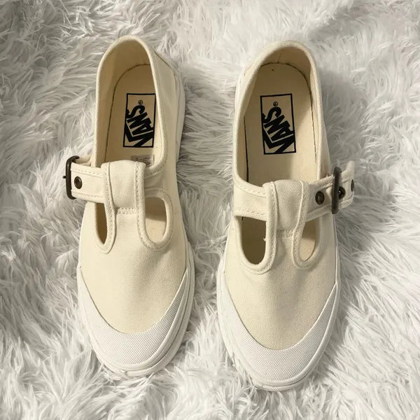 Cute kawaii Vans Mary Jane Style 93 buckle Slip-On shoes classic white - Image 3