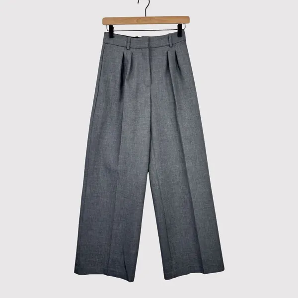 Aritzia Babaton Womens Dress Pants Gray Pleated Front Barrel Leg Trouser Size 0 - Image 3