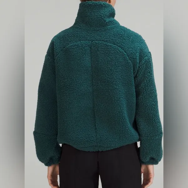 lululemon‎ Cinchable Fleece Zip Up Jacket Sz 6 Green Jasper - Image 2