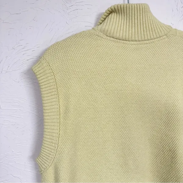 Free People Yellow Cable Knit Quarter Zip Sweater Vest Womens M Classic Preppy - Image 10