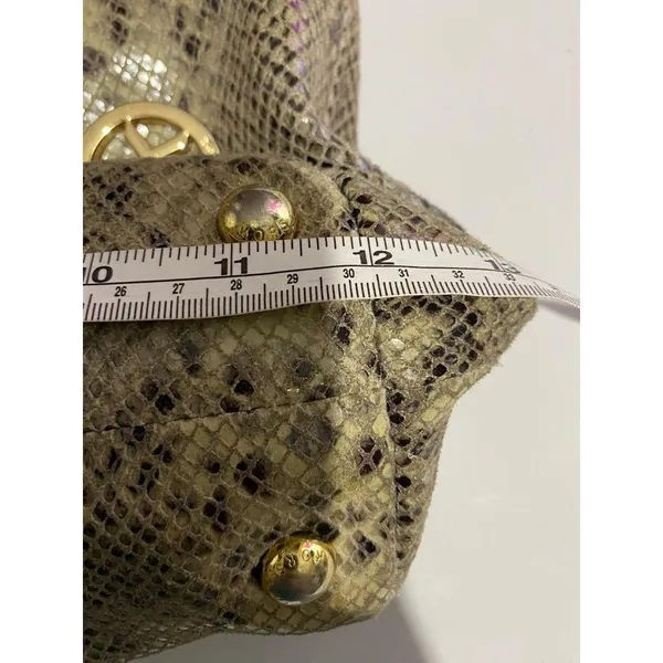 Michael Kors Brown Python Snakeskin Leather‎ Shoulder Bag Chain Strap Embossed - Image 9