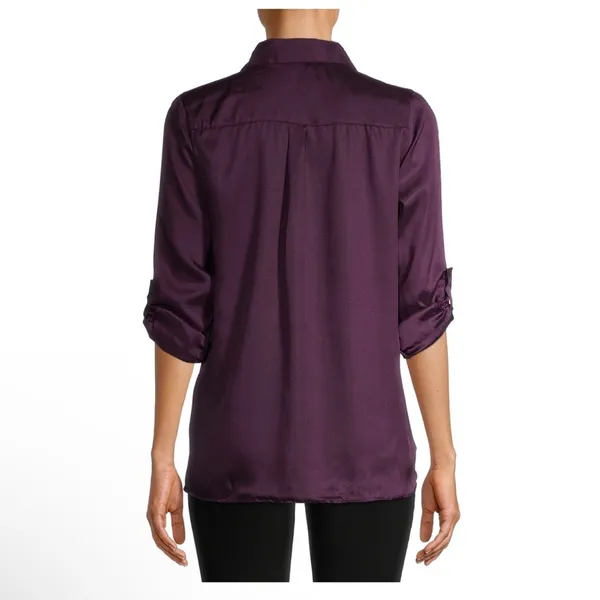 WHITE STAG Tunic Top Size S 4-6 Womens Pleated Front Roll Up Long Sleeve NWOT - Image 4