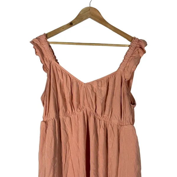 Torrid Tiered Smocked Back Ruffle Strap Midi Dress Peach Boho Size 1 - Image 2