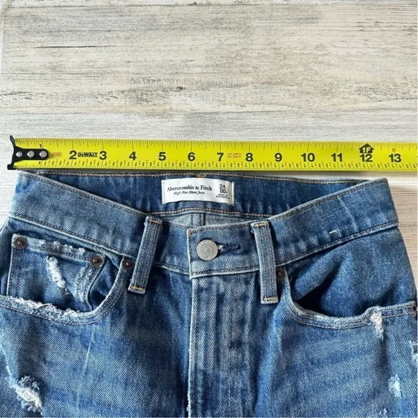 Abercrombie & Fitch High Rise‎ Mom Jeans Sz 24/00R Full Length Medium Wash Denim - Image 9