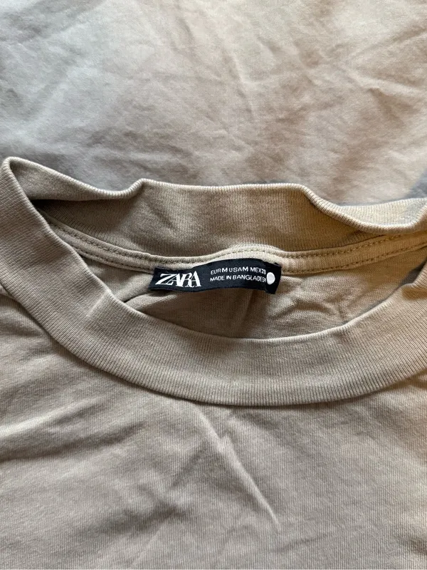Zara Short Sleeve Crewneck Tee in Beige - Image 2