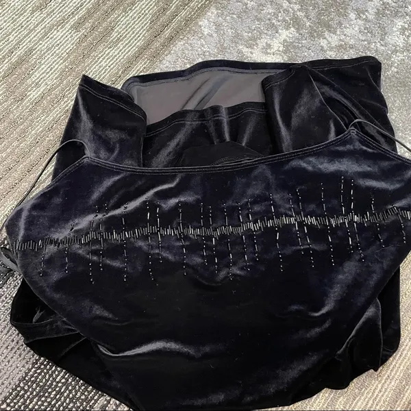 Y2K Victoria’s Secret Black Velvet Beaded Slip Dress Mini Sz Large - Image 11