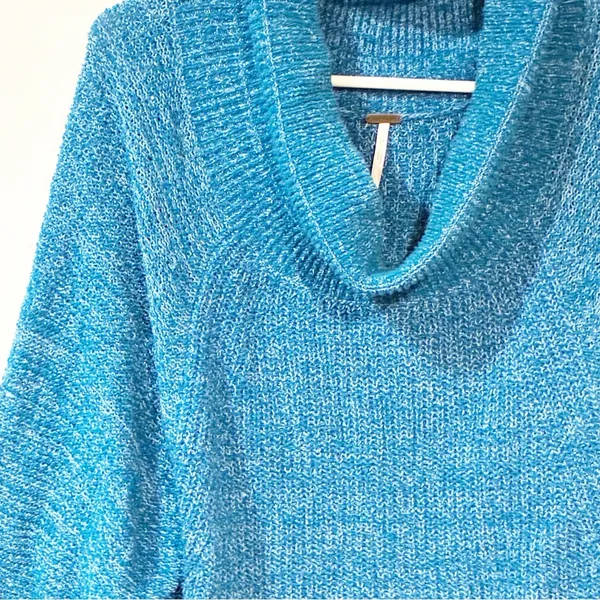 Free People Edessa Blue Sweater‎ Off Shoulder Knit Size Small - Image 3