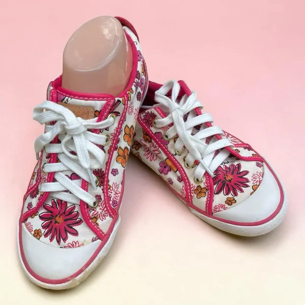 Y2K Floral Coach Barrett Canvas Sneakers Pink White Lace Up Shoes Women's 8B - Image 2
