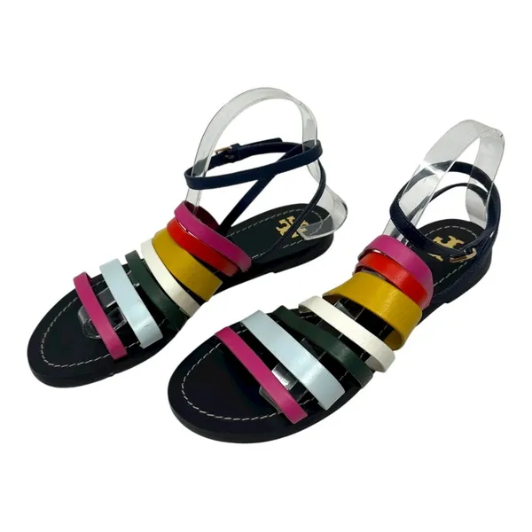 Tory Burch Multicolor Leather Strappy Sandals Ankle Strap Size 7.5 - Image 10