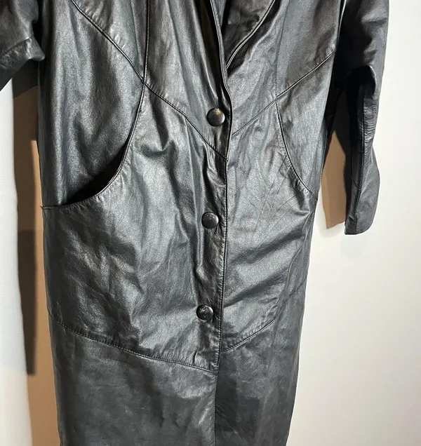Vintage Wilson’s Leather black long removable lined jacket - Image 4