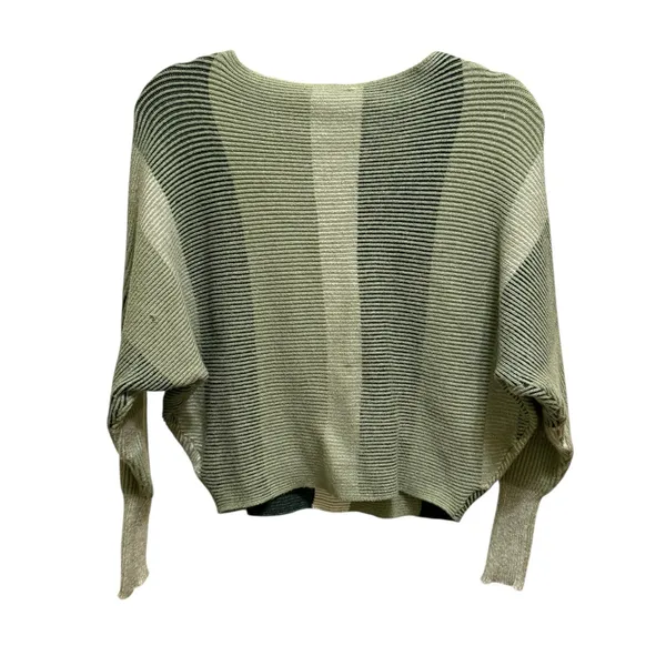 Philosophy Green Striped Drop Batwing Shoulder Viscose‎ Sweater Textured Sz M - Image 3