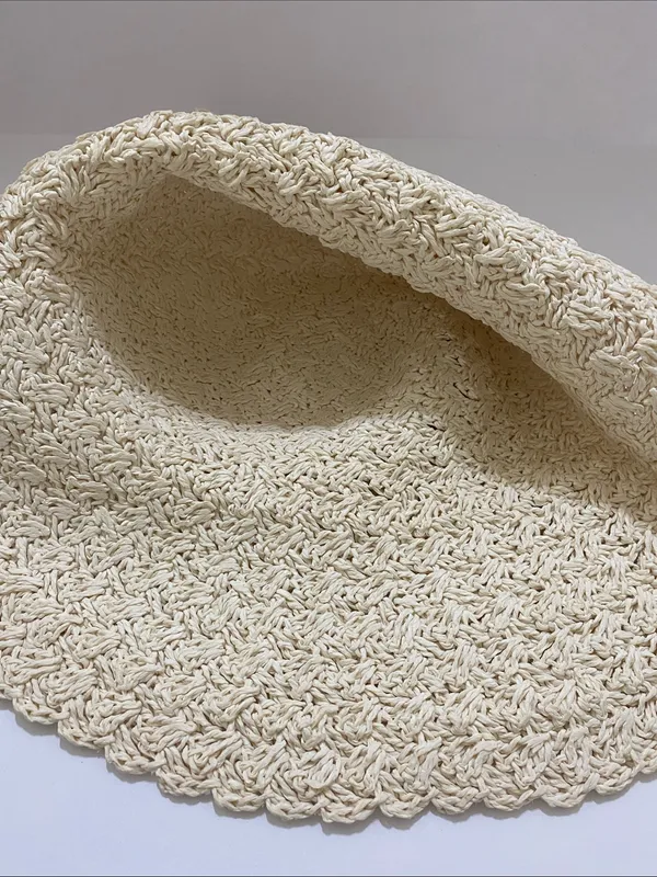 Cream Crochet Sun Hat with Wide floppy Brim - Women - Image 6