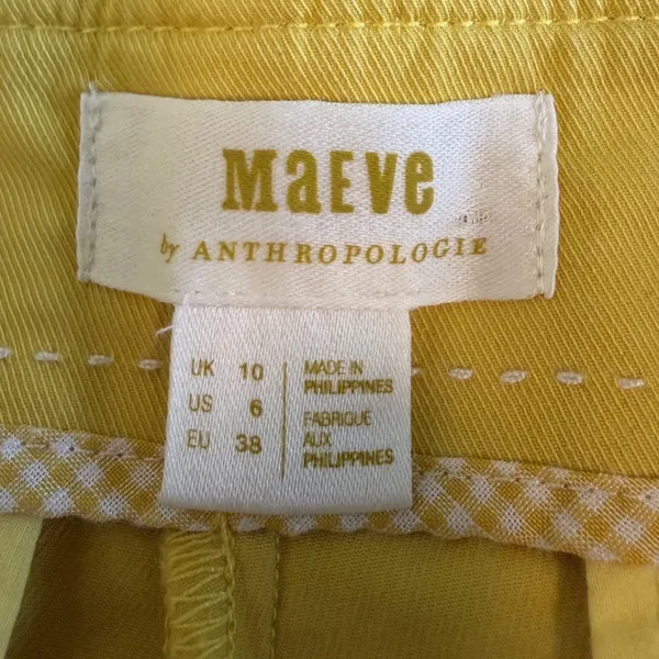 Maeve Anthropologie Yellow‎ Pleated High Waisted Shorts Size 6 Side Zip Cotton - Image 3
