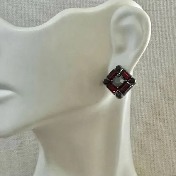 White House Black Market Red Baguette Stud Earrings - Image 8