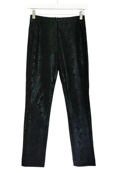 Anthropologie The Essential Skinny Pants Black Jacquard Paisley Foil Print 0 - Image 4