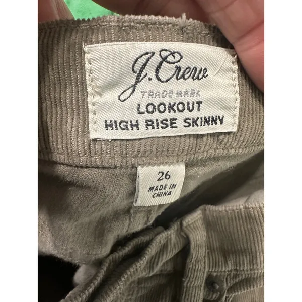 J.Crew Lookout High Rise Skinny Corduroy Pants Olive‎ Green Size 26 RN77388 - Image 3