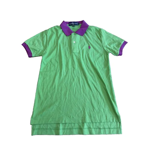 Vintage Polo Ralph Lauren Green purple Polo Shirt Womens Sz S Preppy Y2K Classic - Image 2