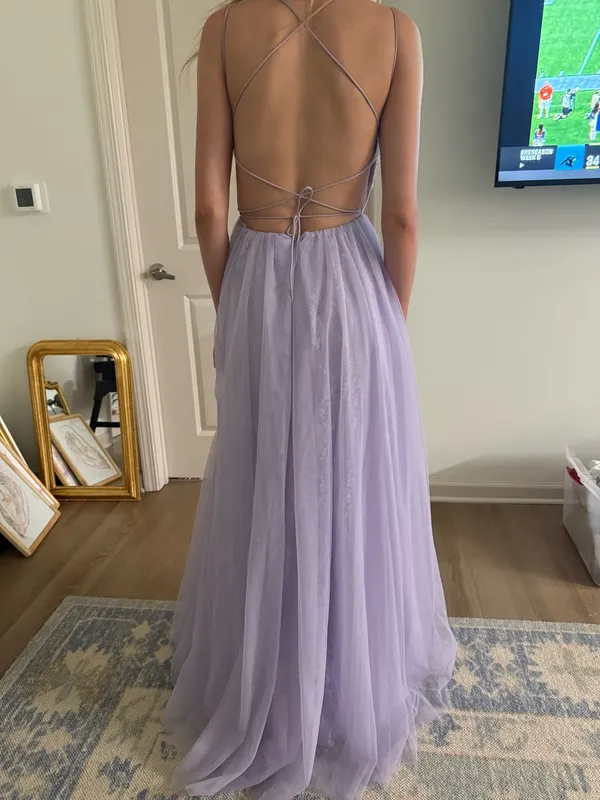 Sherri Hill Prom Dress Lilac Floral Lace Sparkles - Image 4
