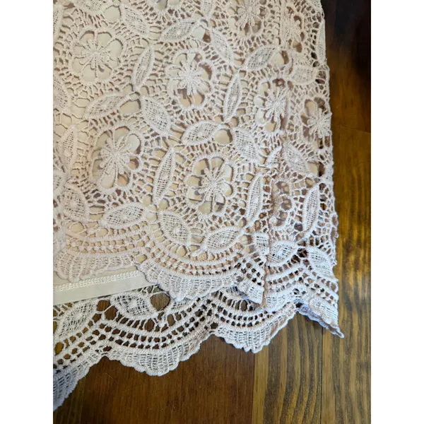 Torrid Blush Pink Floral Lace Scalloped Hem Shorts Size 1 Elastic Waist Tie - Image 11