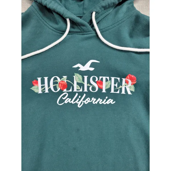Hollister Womens Sweatshirt Size M Forest Green Hoodie Pullover Kangaroo Pocket - Image 2