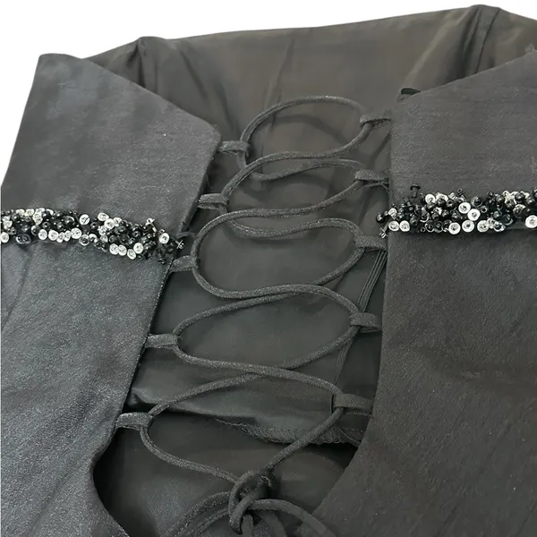 Vintage Cache Strapless Beaded Asymmetric Prom Dress Lace Up Back Evening Party - Image 10