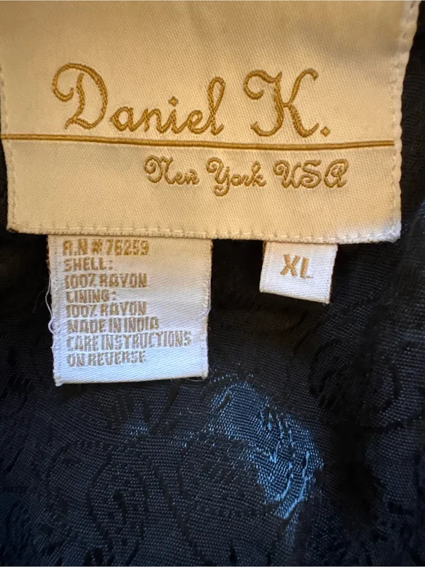 Vintage Daniel K. Deep Green Velvet Embroidered Giraffe Wooden Button Blazer XL - Image 6