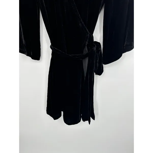 Eileen Fisher Black Velvet‎ Wrap Dress Women Sz XS Rayon Silk Holiday Party - Image 4