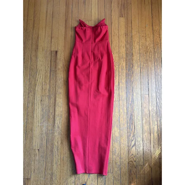 Superdown Dress Womens XS Red Strapless Sweetheart Bodycon Slit Formal - Image 5