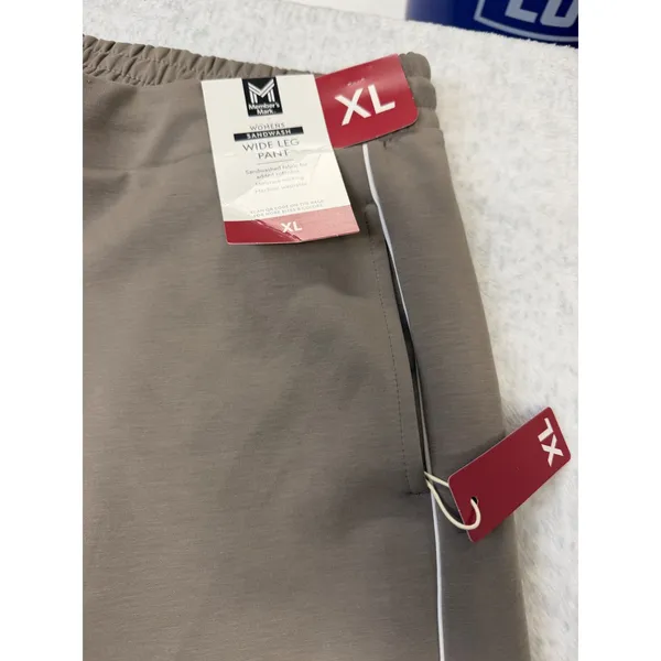 Member's Mark Womens Sandwash Wide‎ Leg Pant Brown XL NWT Side Piping Drawstring - Image 3