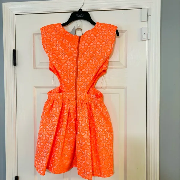 Neon Floral Brocade Fit & Flare Cut Out‎ Sides 0308 - Image 3