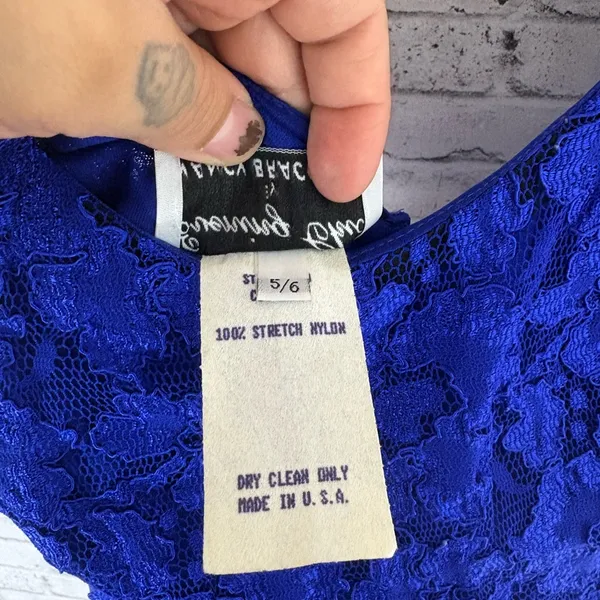 Vintage Cobalt Blue Lace Bodycon Maxi Evening Dress - Image 5