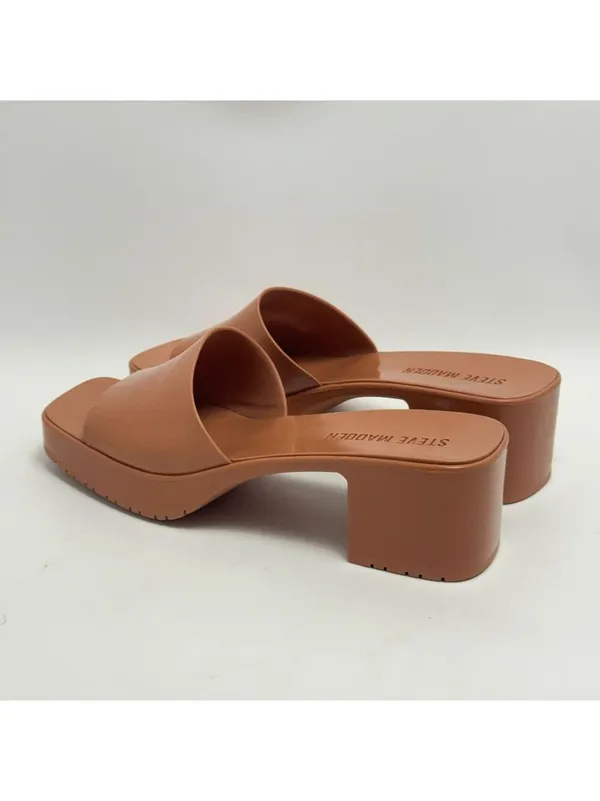 Steve Madden Harlin Square Toe Block Heel Platform Slide On Mule Sandals Size 8M - Image 2