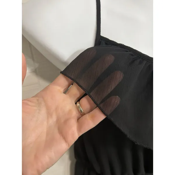 No Boundaries Little Black Dress Chiffon Adjustable Straps Sheer Ruffle Overlay S, Twee - Image 3