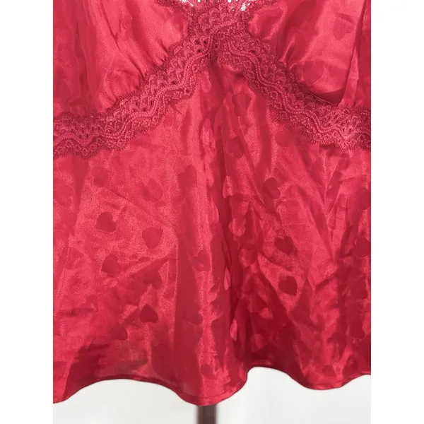 Jaclyn Smith Womens Red Heart Satin Camisole Top Lace Trim Sleepwear Tank Cami M - Image 4