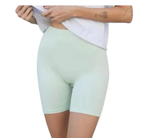 Brandy Melville Pastel Green High Rise Waist Bike Shorts S M L Cotton Comfy - Image 2