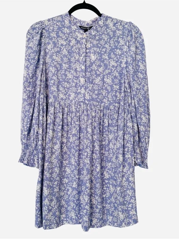 Isabella Oliver Marlene Maternity Blouse Periwinkle Blue Floral Tunic Sz 1 US 4 - Image 6